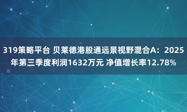 319策略平台 贝莱德港股通远景视野混合A：2025年第三季度利润1632万元 净值增长率12.78%