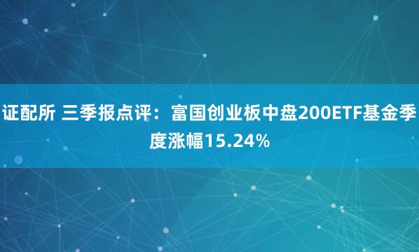 证配所 三季报点评：富国创业板中盘200ETF基金季度涨幅15.24%